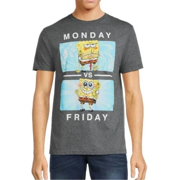 SpongeBob SquarePants Men's and Big Men's Monday vs Friday Graphic Tee SIZE 2XL - Picture 1 of 5
